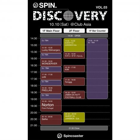 イベント『SPIN.DISCOVERY-Vol.03』が当日のタイムテーブルを発表