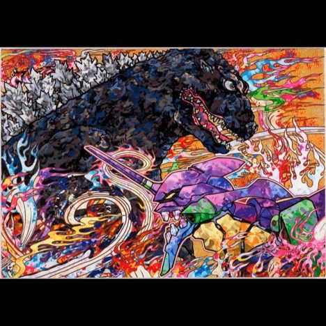 “ゴジラ対エヴァンゲリオン”、日本絵画風デザインに　村上隆が描くコラボビジュアル第三弾公開