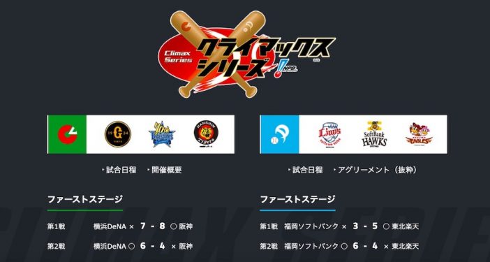 DeNA対阪神＆ソフトバンク対楽天……CS1stステージ3戦目、アプリやネット中継で見るなら？