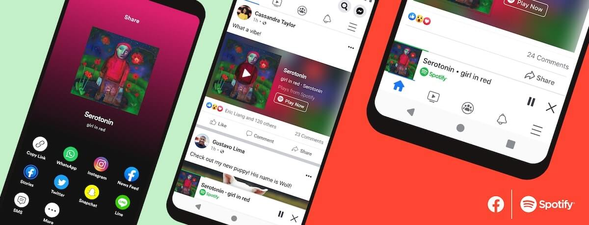 Facebook内のミニプレイヤーでSpotifyの音源を再生可能に