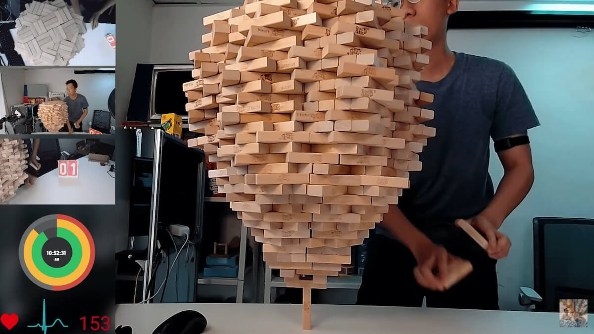 ジェンガアーティスト、1,512個のジェンガを積み立て世界記録を更新