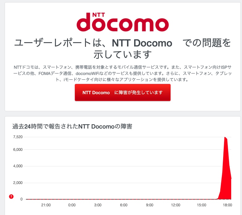 NTTドコモで大規模な通信障害