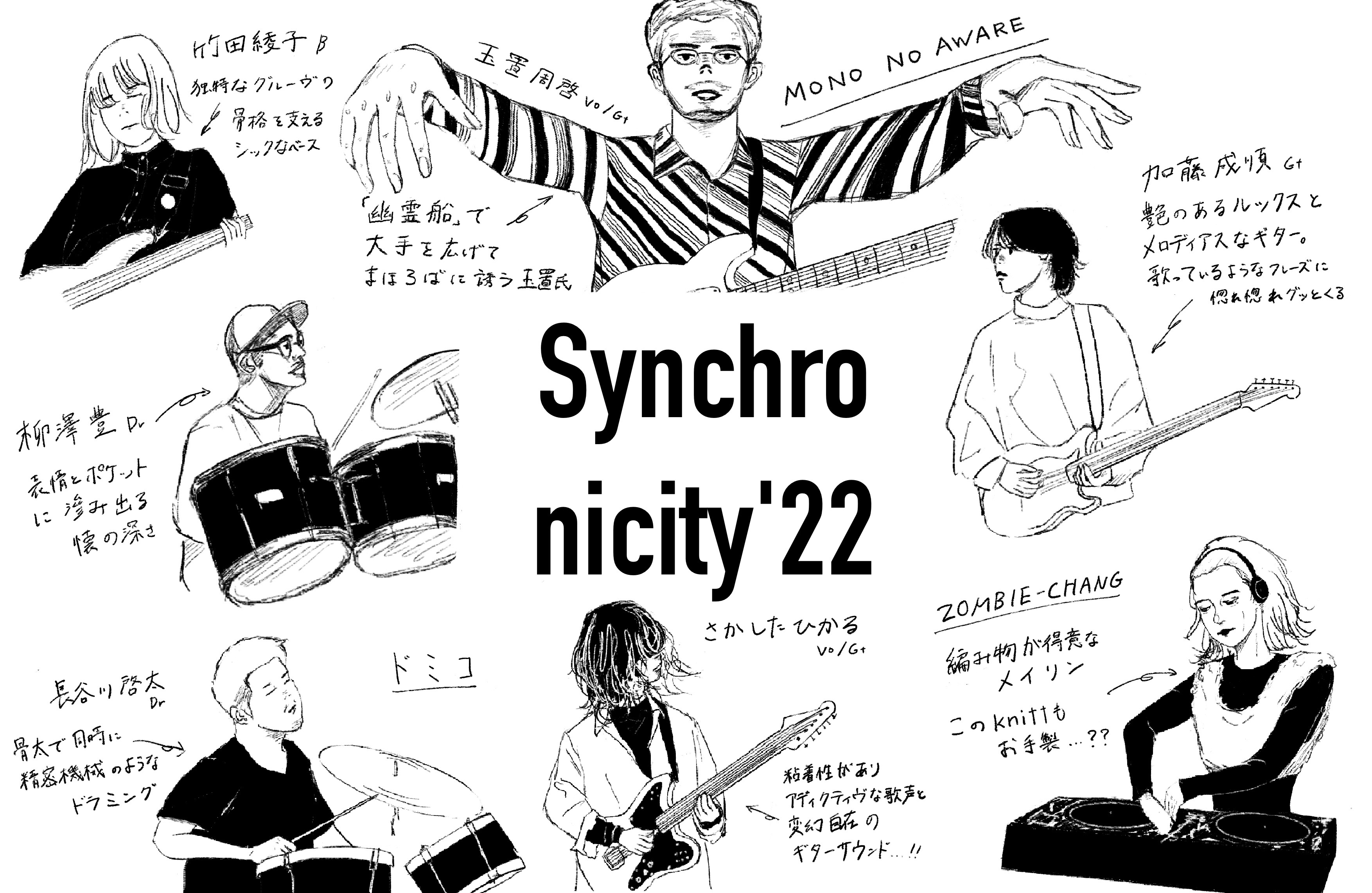 SYNCHRONICITY'22』をイラストで振り返る MONO NO AWARE、ZOMBIE-CHANG 