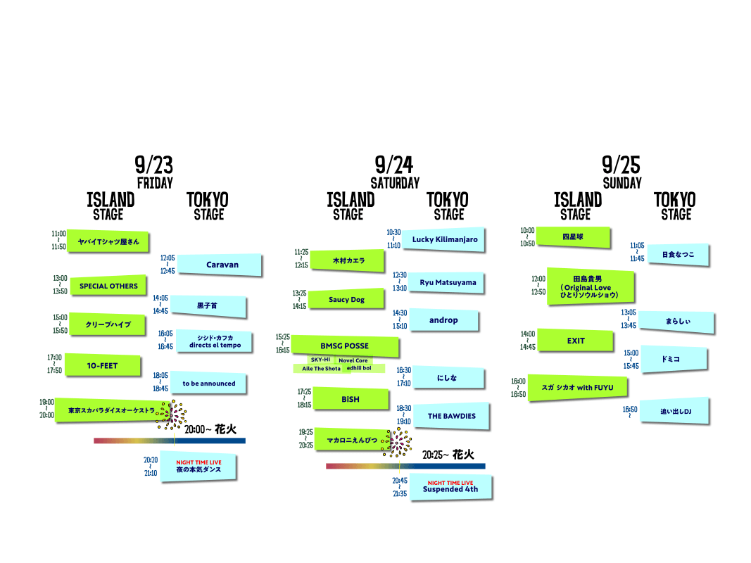 TOKYO ISLAND タイムテーブル