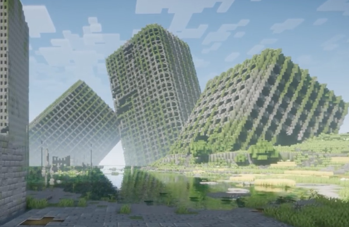 『マイクラ』で「ニーア」のような巨大廃墟都市を制作