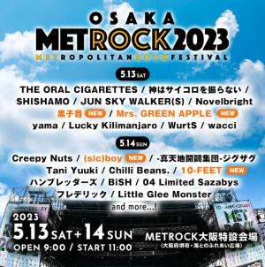 『OSAKA METROPOLITAN ROCK FESTIVAL 2023』ラインナップ