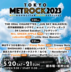 『TOKYO METROPOLITAN ROCK FESTIVAL 2023』ラインナップ