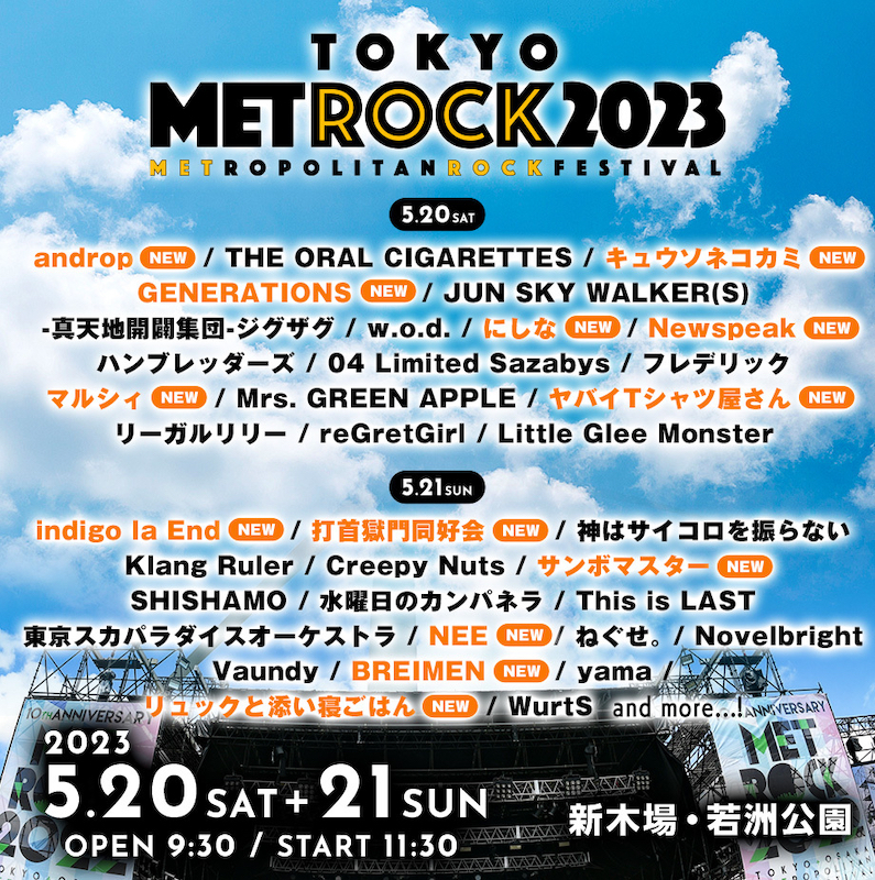 『TOKYO METROCK2023』ラインナップ