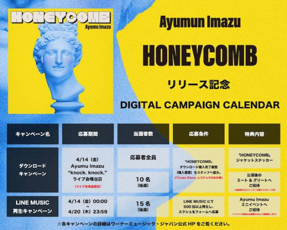 Ayumu Imazu「HONEYCOMB」 リリース記念 デジタルキャンペーンカレンダー
