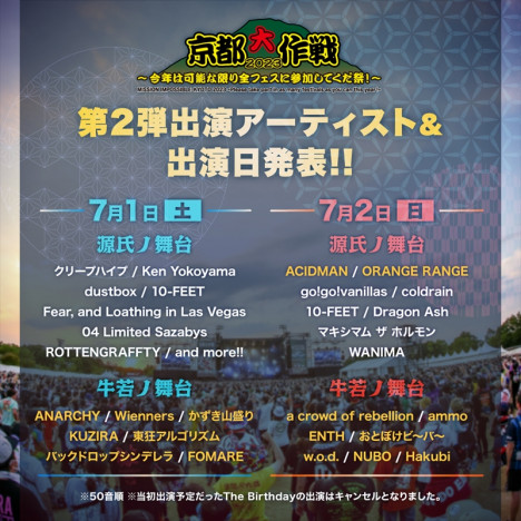 京都大作戦 第2弾出演アーティスト＆出演日