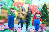 冬のUSJ、マリオとルイージの雪だるまもの画像