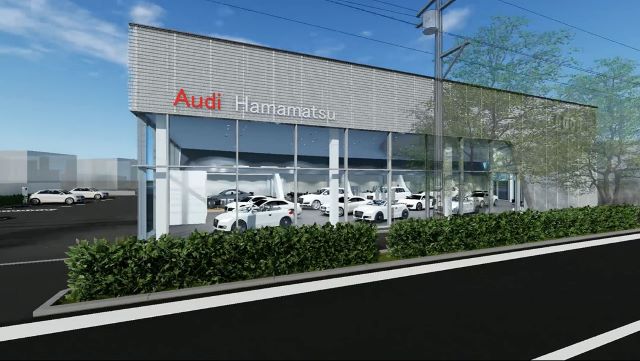 リニューアルされた「Audi浜松」は12台の最新モデルが展示可能な東海エリア最大級のショールームに。デジタル商談スペース「Customer Private Lounge」も導入された。