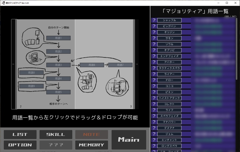 ネタバレ防止のため、ゲーム内用語の推測ができている箇所はぼかしを入れている