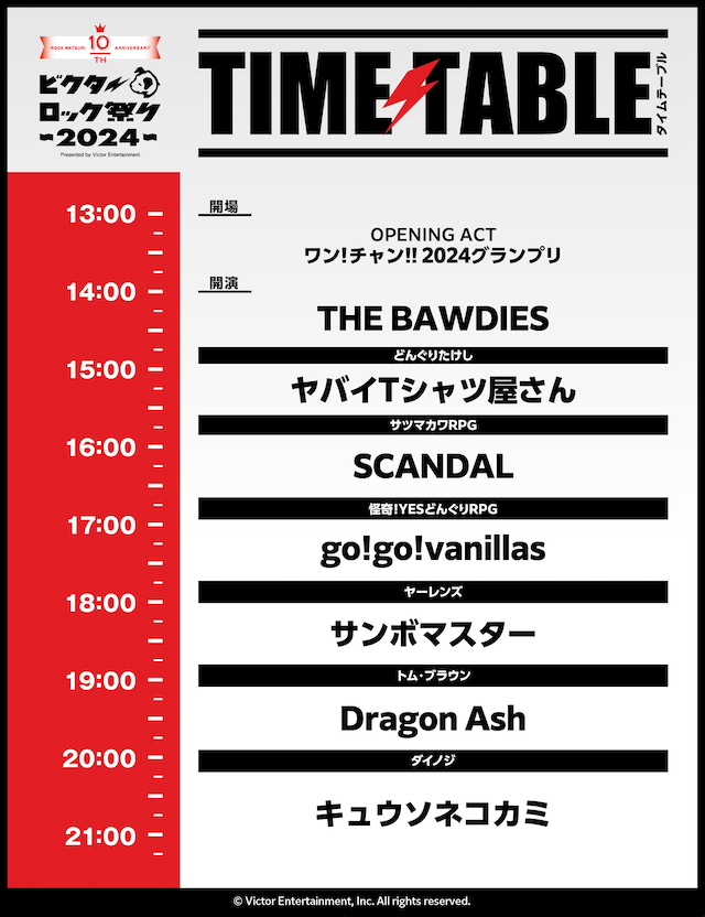 『ビクターロック祭り2024』タイムテーブル