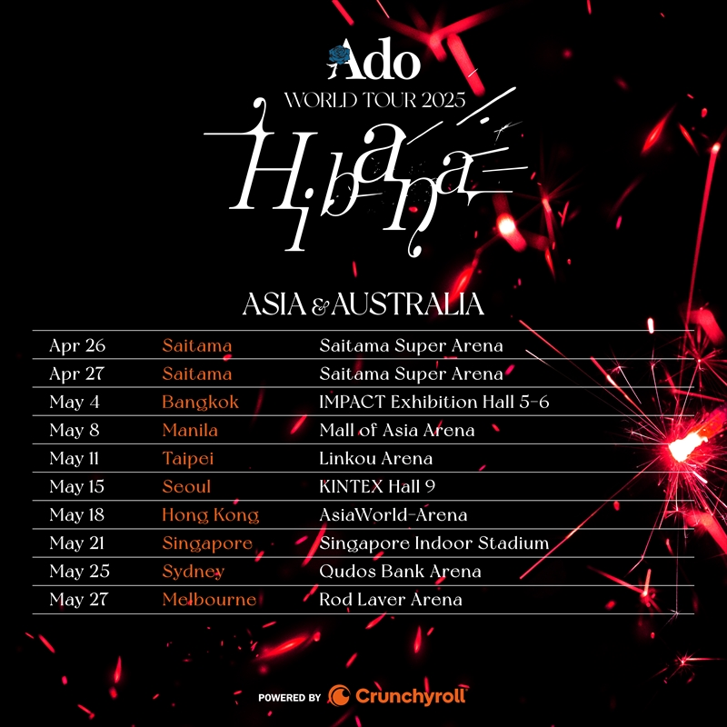 『Ado WORLD TOUR 2025 “Hibana”』カレンダー（ASIA&AUSTRALIA）