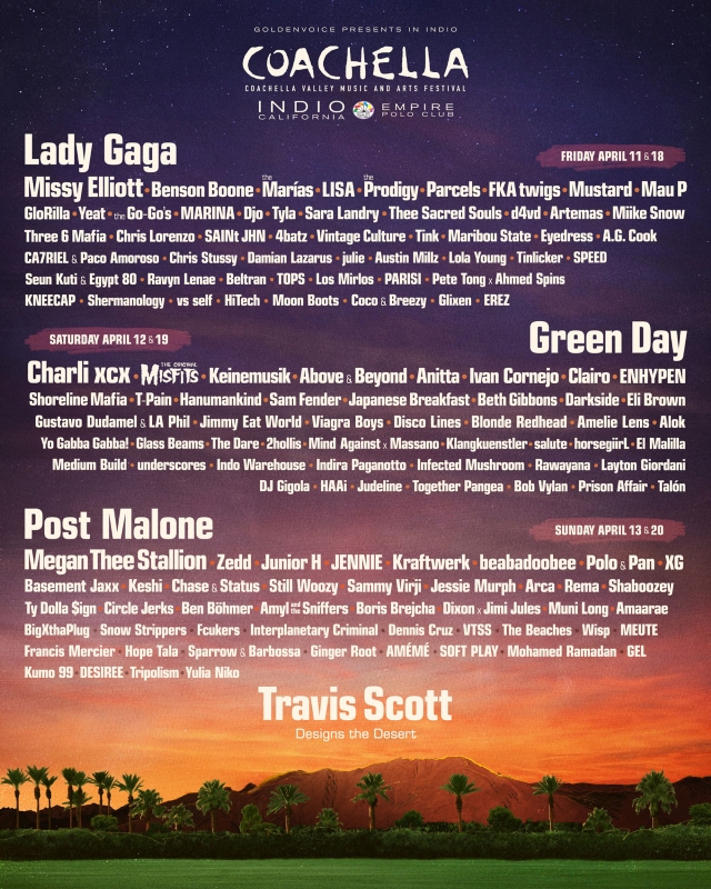 『Coachella Valley Music and Arts Festival 2025』出演アーティスト　告知画像