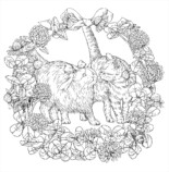 猫のレオンが季節をめぐりながら旅をする物語仕立てのぬりえの画像