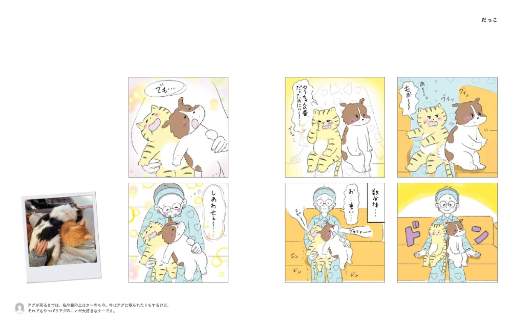 仲良し犬猫漫画「ターとアグのしあわせ日和」の画像