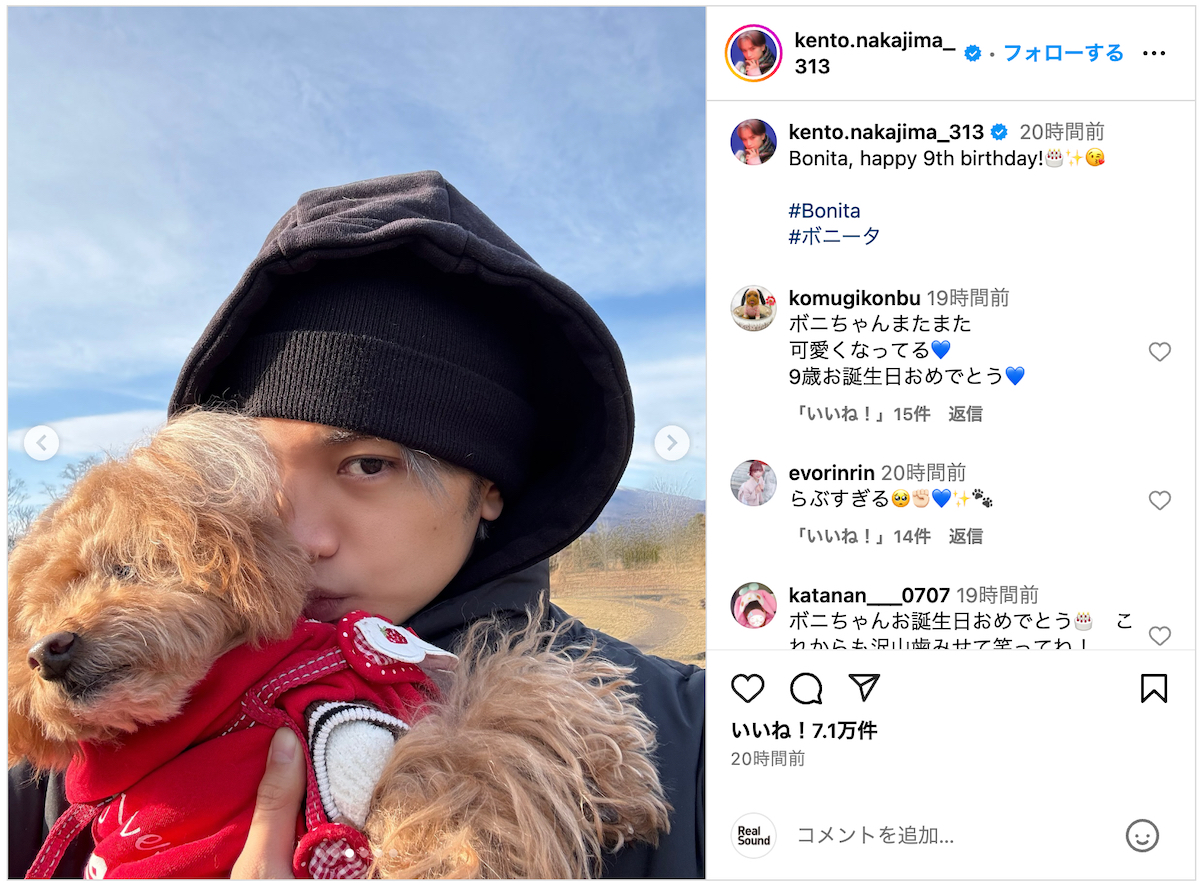 中島健人の愛犬投稿に増田貴久がまた反応