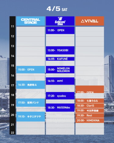 都市型フェス『CENTRAL』タイムテーブル発表　『Echoes Baa』SPゲストにasmi、Chevon、TOMOOら