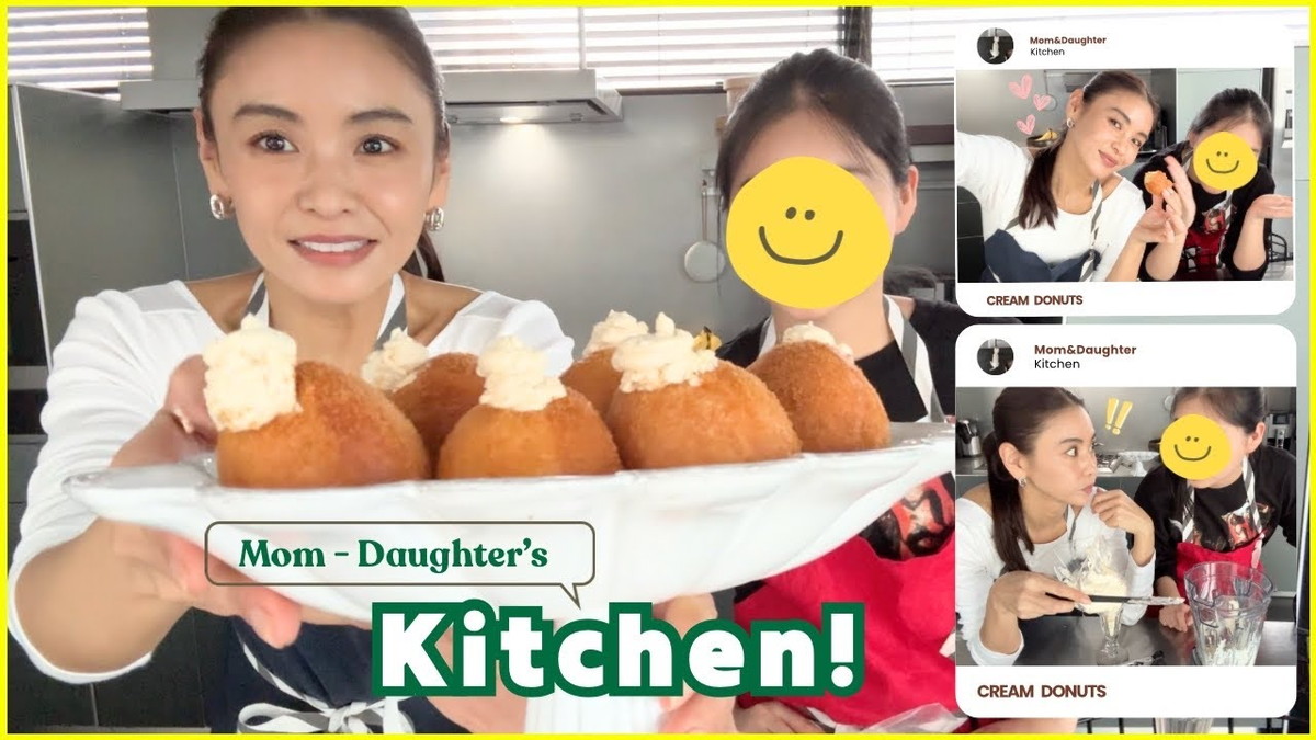 滝沢眞規子、次女とドーナツ作り