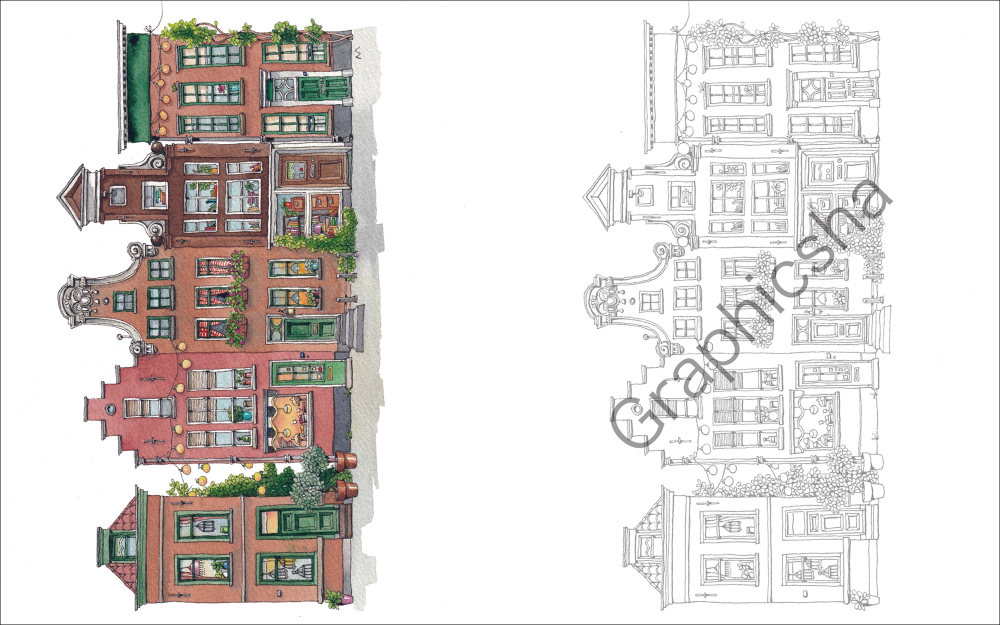 大人の塗り絵『素敵なお店のたたずまい』の画像
