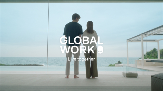 GLOBAL WORK 新TVCM『リッチクリーンTeeは、間違いない服。海の見える部屋篇』より