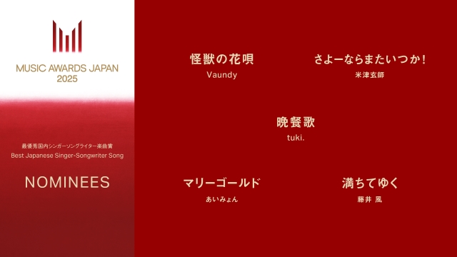 『MUSIC AWARDS JAPAN』ノミネート一覧画像
