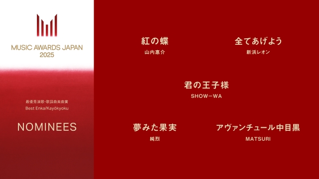 『MUSIC AWARDS JAPAN』ノミネート一覧画像