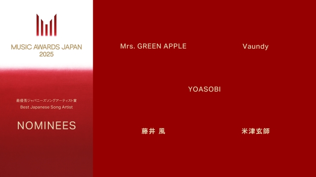 『MUSIC AWARDS JAPAN』ノミネート一覧画像