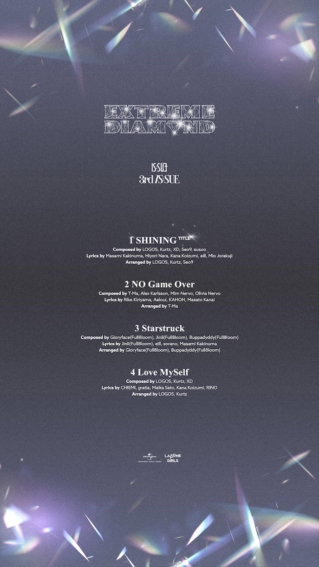 IS:SUE『EXTEME DIAMOND』トラックリスト画像