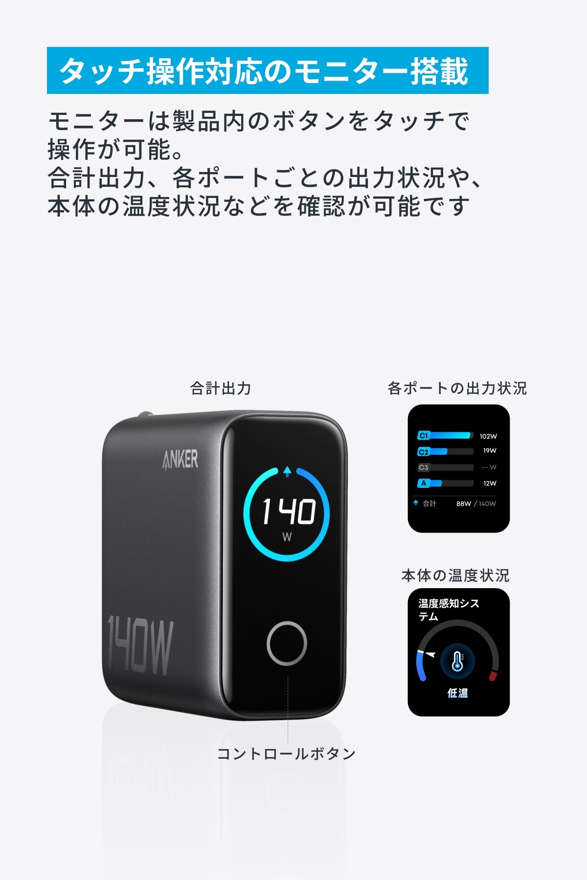 Anker、最大140Wの新型USB急速充電器の画像