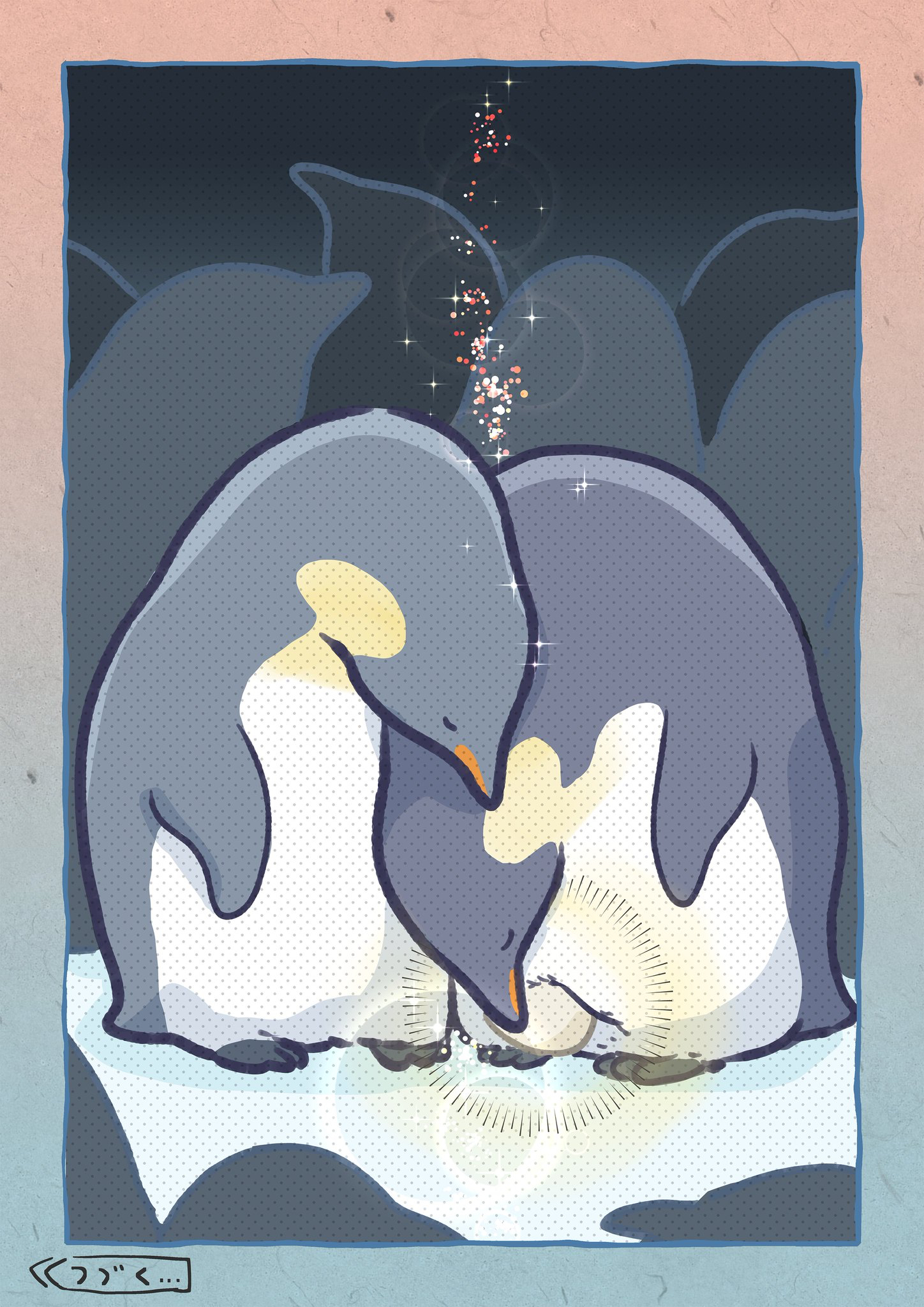 【漫画】1羽だけ羽毛が違うペンギンの画像