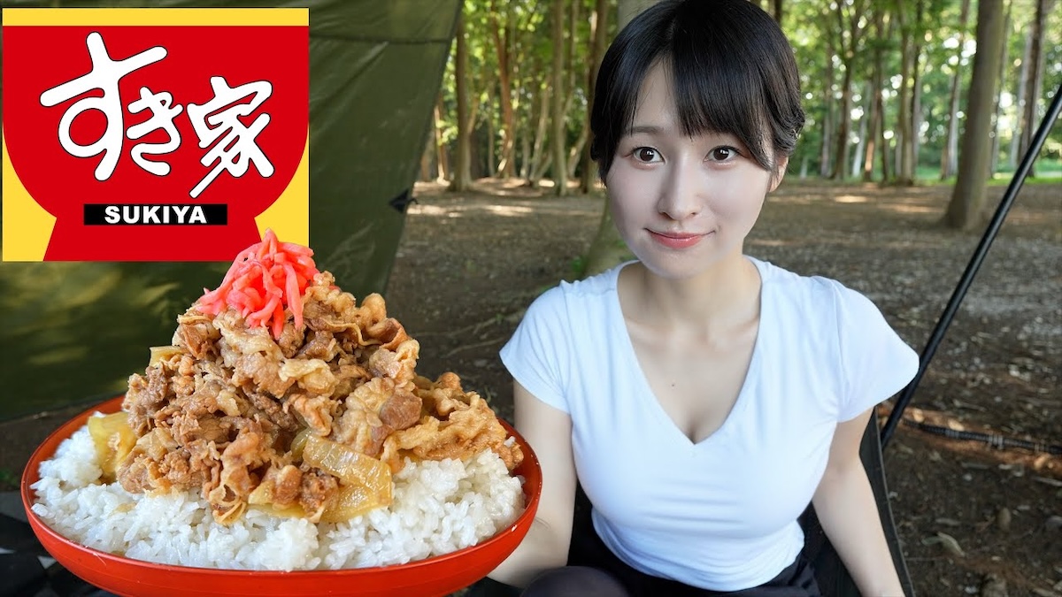 mii、キャンプ場で“キング牛丼”を爆食