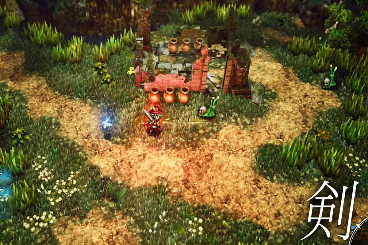 剣を振り回している様子