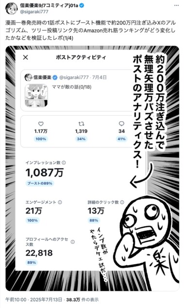 漫画家・信楽優楽、Xブースト検証の全貌