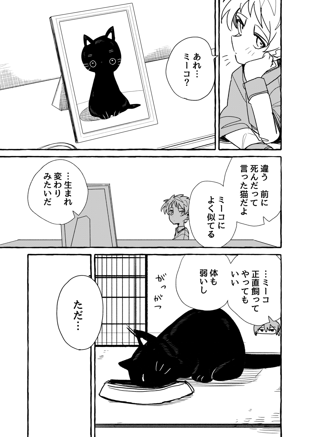 【漫画】猫と男の子が入った段ボールの画像