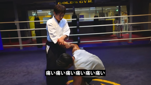 合気道の技を教わる魔裟斗