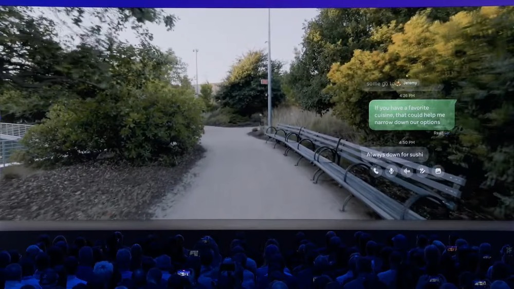 Meta Ray-Ban Displayで実際の光景に画面がオーバーレイしている様子