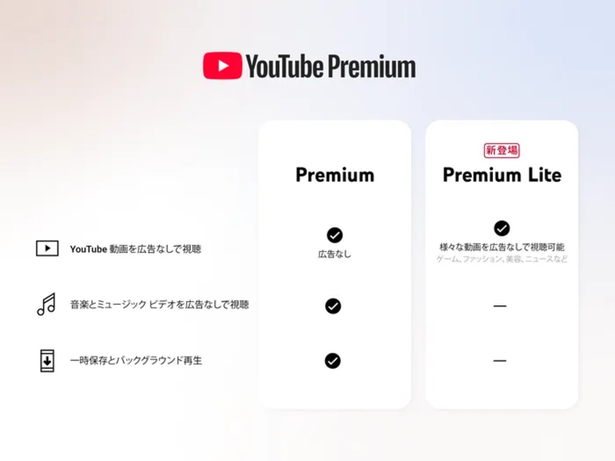YouTube Premium Lite提供内容