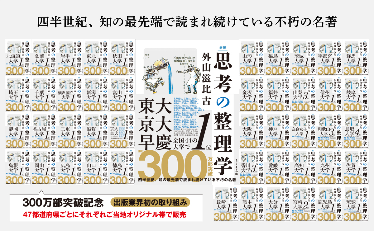 『思考の整理学』47都道県別オリジナル帯