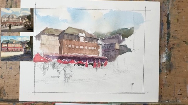 「ドイツの広場」の絵、添削でどう変わる？の画像