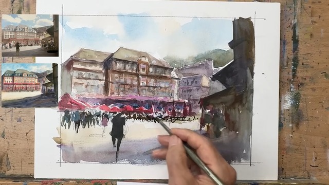 「ドイツの広場」の絵、添削でどう変わる？の画像