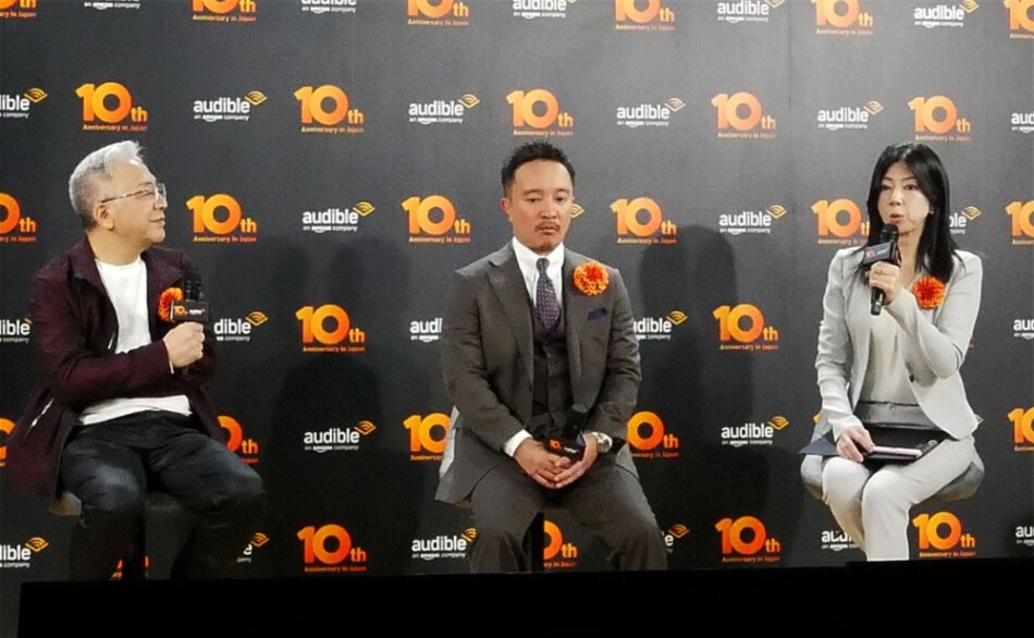 登壇した中山七里、濱田岳、宮川もとみ