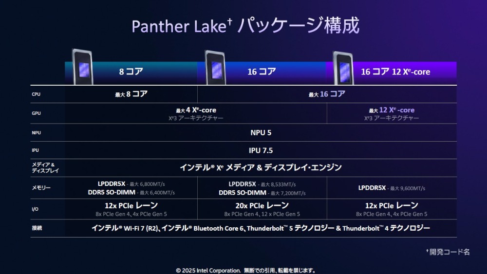 Panther Lakeパッケージ構成