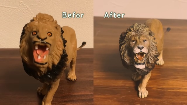リペイントで大変貌した100円のライオンフィギュア
