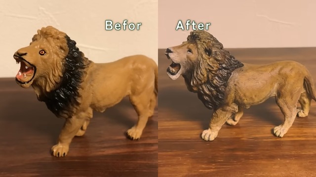 リペイントで大変貌した100円のライオンフィギュア