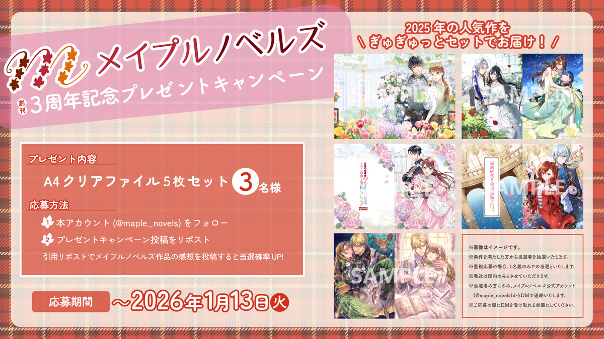 恋愛レーベル・メイプルノベルズ創刊3周年の画像