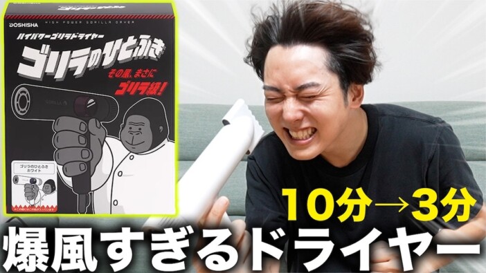 SNSで話題の爆風ドライヤー「ゴリラのひとふき」、その威力は？　人気YouTuberの検証動画に反響