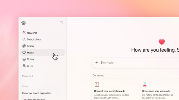OpenAI、「ChatGPT ヘルスケア」発表 Apple「ヘルスケア」などと連携、基盤モデルの学習には使用せず